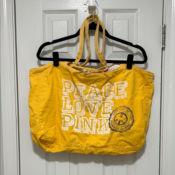 PINK Victoria's Secret Yellow Canvas Tote - Picture 2 of 5